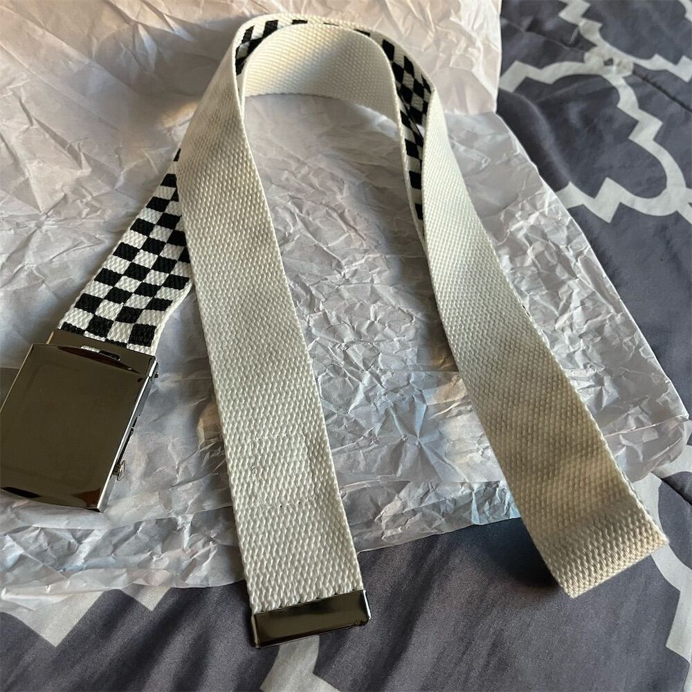 Ben Davis Unisex Black and White Checkered canvas Belt Multicolor Adjustable 🆕 - Picture 4 of 7